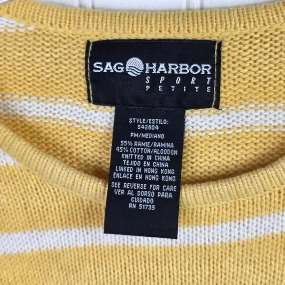 Vintage Sag Harbor Sweater Medium Yellow Lighthouse Coastal Nautical Preppy Y2K - Picture 3 of 10